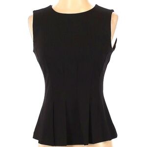 Halogen Black Sleeveless Pleated Classic Peplum Top XS